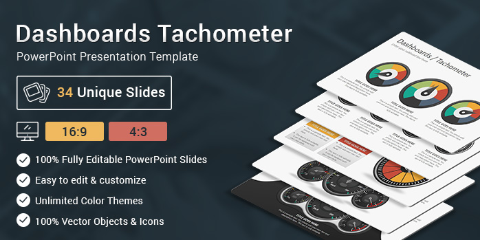 Dashboards Tachometer Diagrams PowerPoint Presentation Template