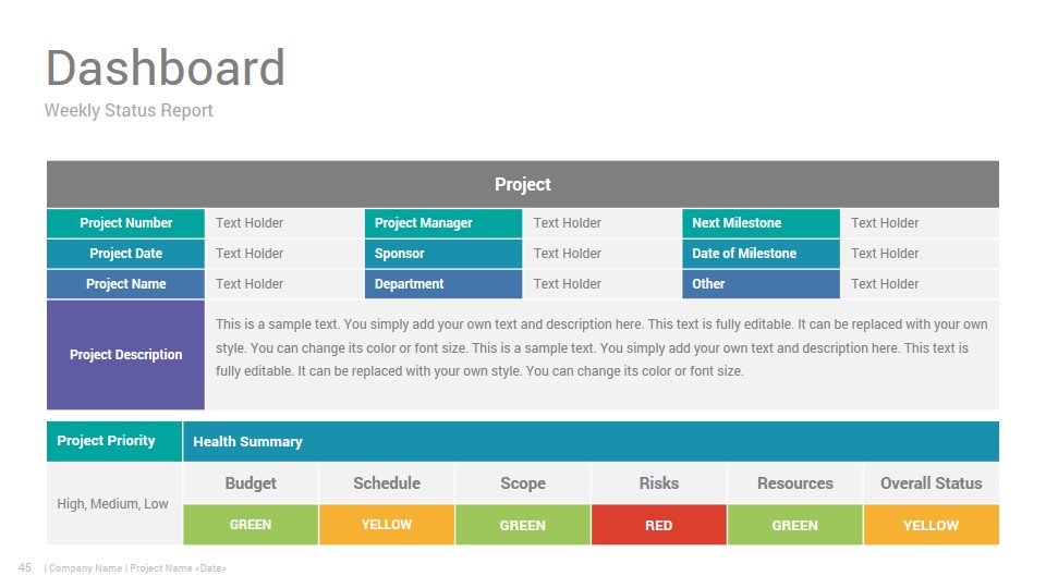 Project Status Report PowerPoint Template Design - SlideSalad