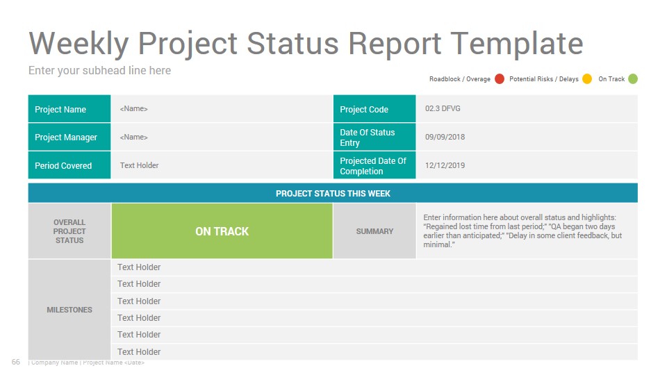 Project Status Report PowerPoint Template Design SlideSalad