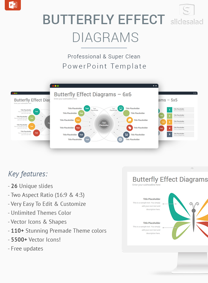 Butterfly Effect Diagrams PowerPoint Template Designs