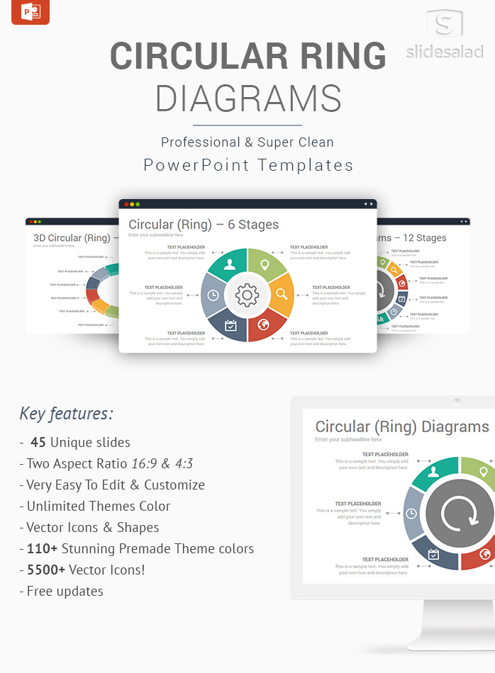 Circular Ring Diagrams PowerPoint Template Designs