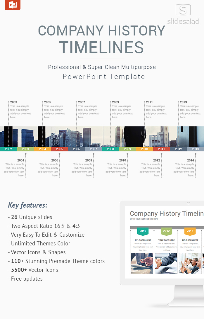 Company History Timelines Diagrams PowerPoint Template