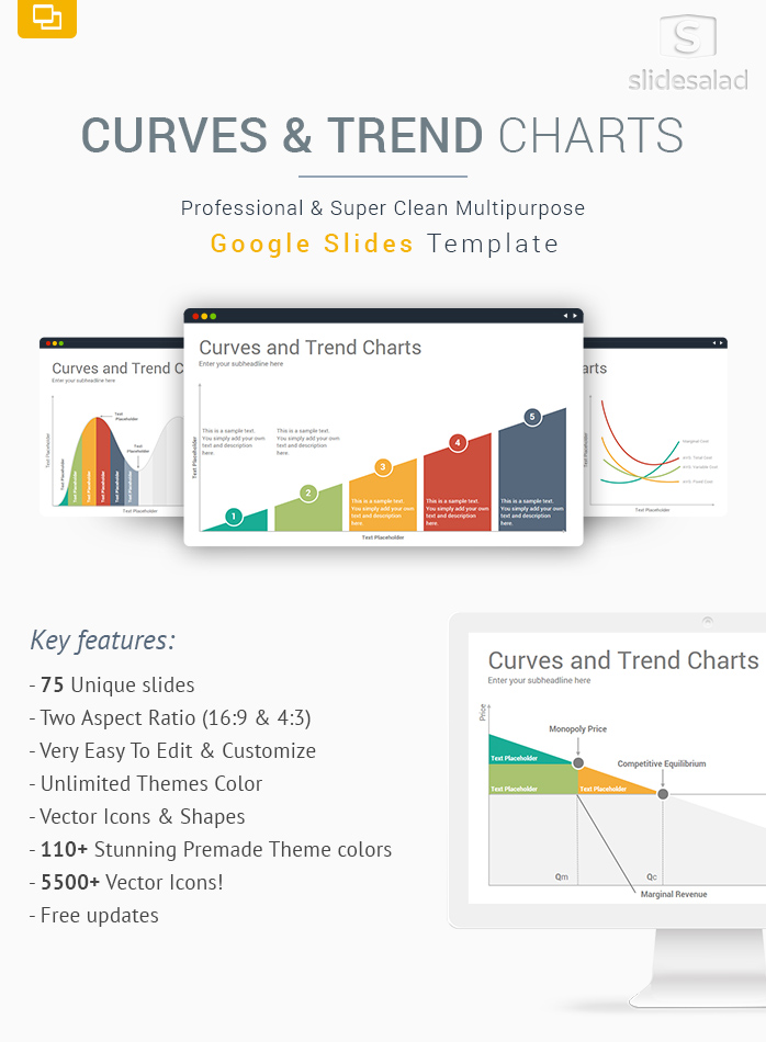 Curves and Trend Charts Google Slides Template Designs