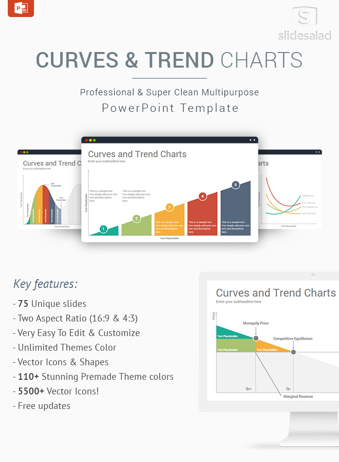 Curves Trend Charts PowerPoint Template Designs