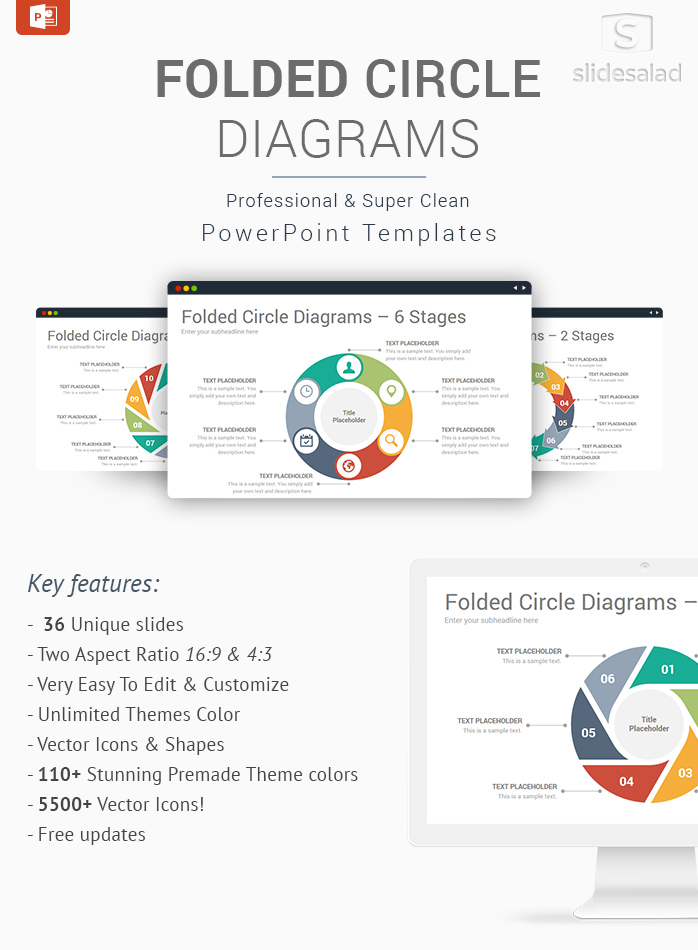 Folded Circle Diagrams PowerPoint Template Designs