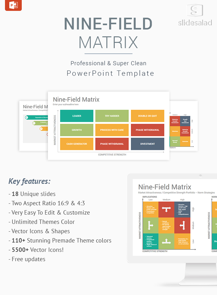 Nine-Field Matrix Diagrams PowerPoint Template