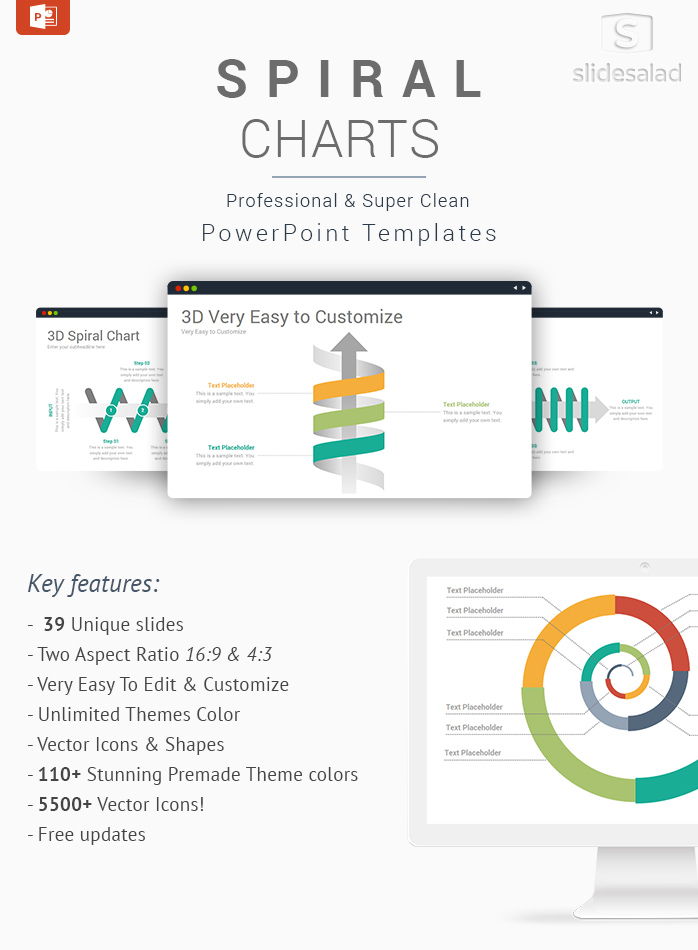 Spiral Charts PowerPoint Template Designs