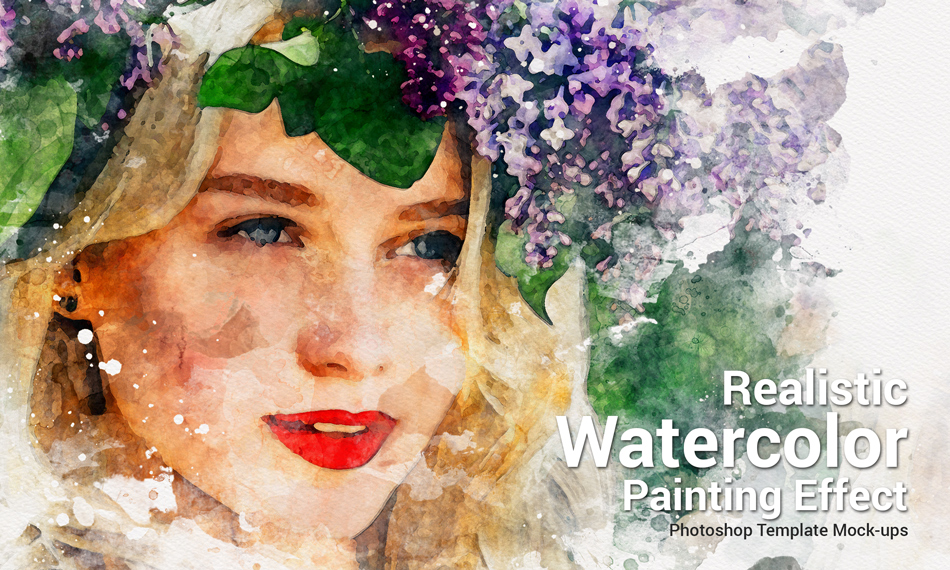 Realistic Watercolor Painting Photoshop Template Mock-Ups