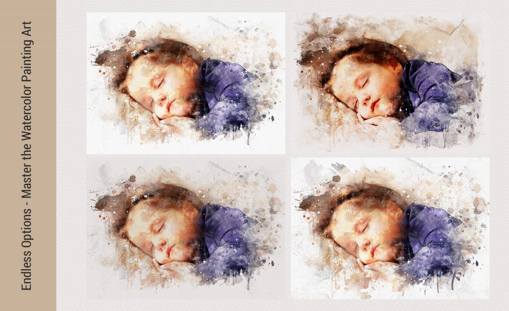 Realistic Watercolor Painting Photoshop Template Mock Ups V2