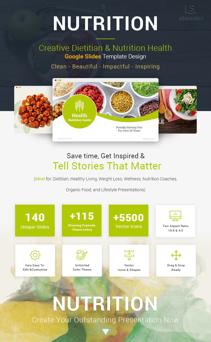 Diet and Nutrition Google Slides Template Backgrounds Designs