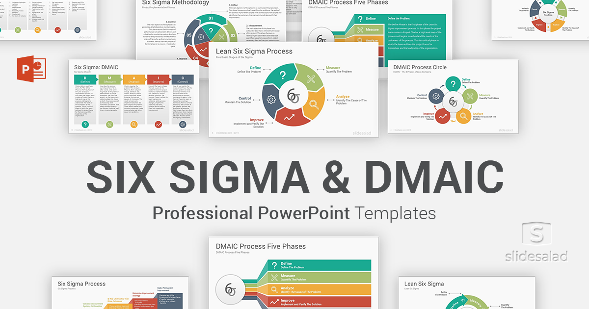 Six Sigma and DMAIC Model PowerPoint Templates Diagrams - SlideSalad