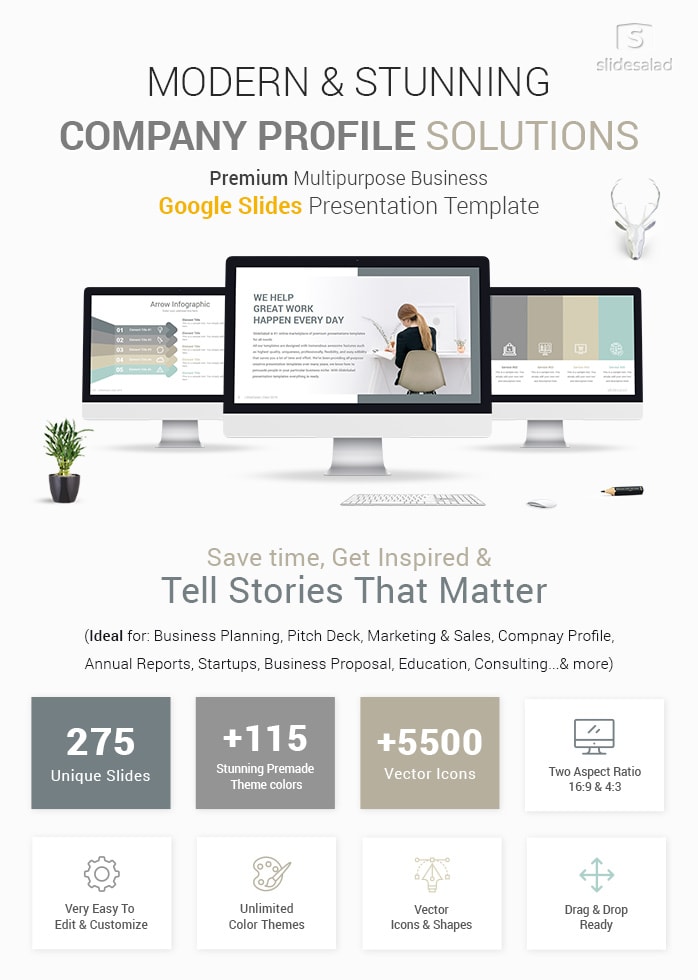Modern Company Profile Google Slides Template Designs