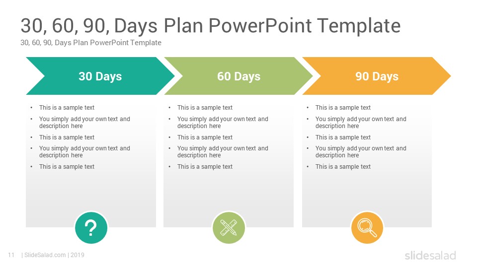 30 60 90 Days Plan PowerPoint Template SlideSalad