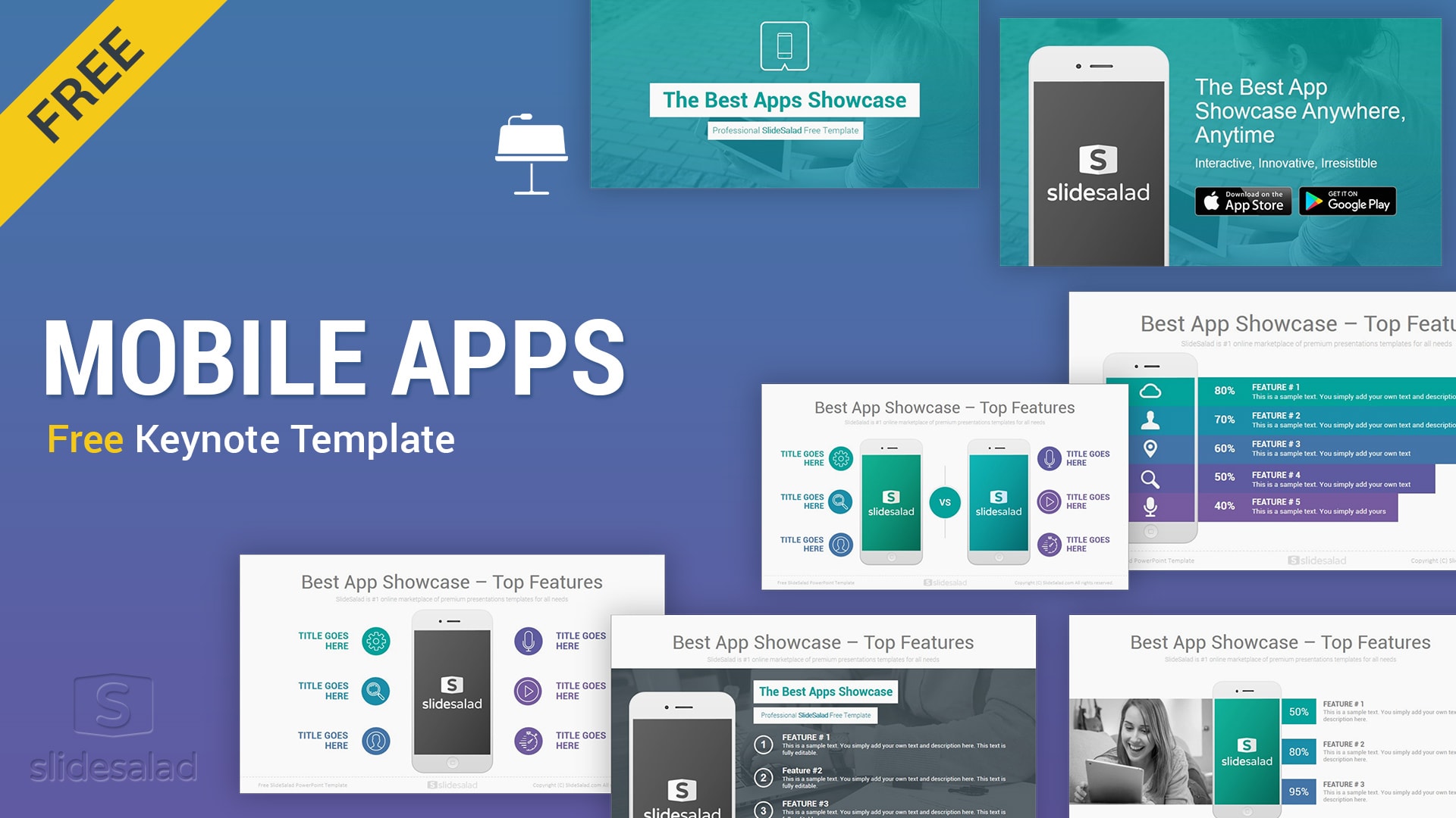 Mobile Apps Free Keynote Presentation Template - SlideSalad