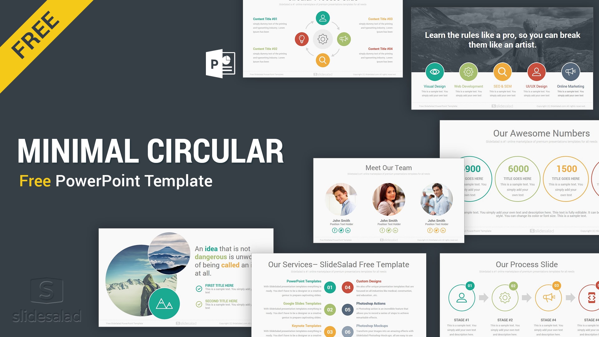 Circular Free Download Minimal Powerpoint Template Ppt Slides Slidesalad