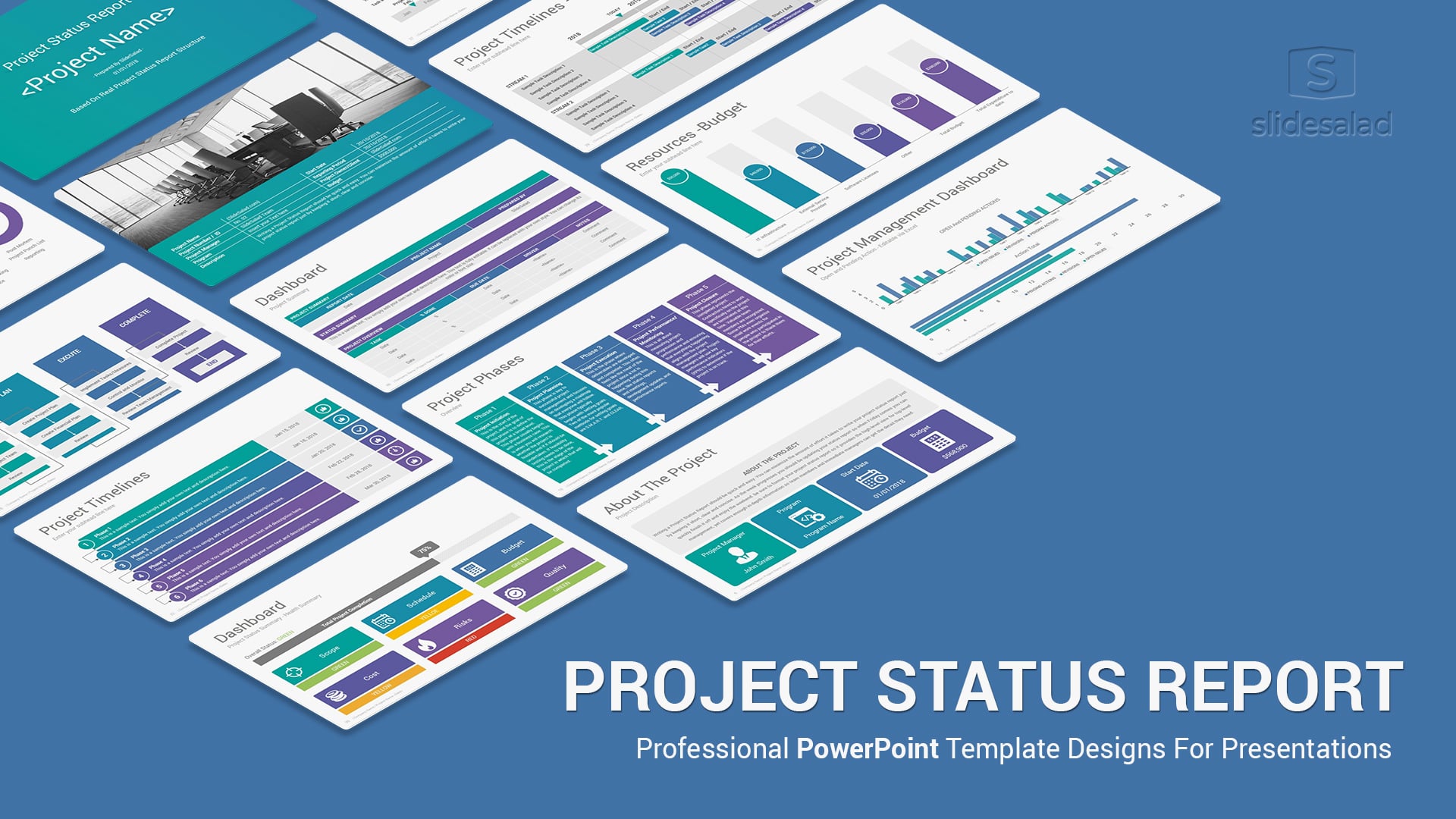 Project Status Report PowerPoint Template Design