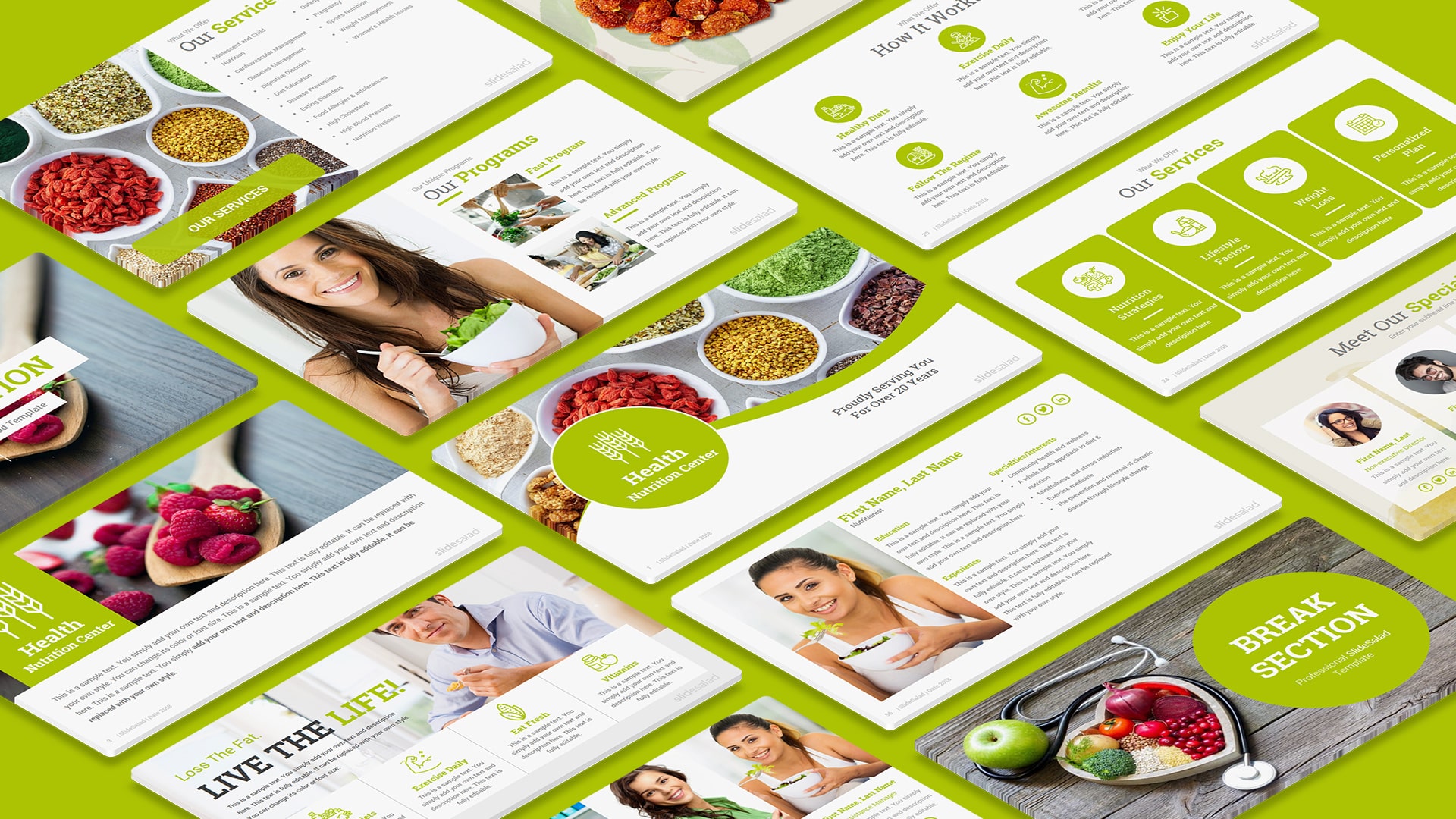 Diet and Nutrition PowerPoint Template Designs - Interactive PPT Template +Animated Slides