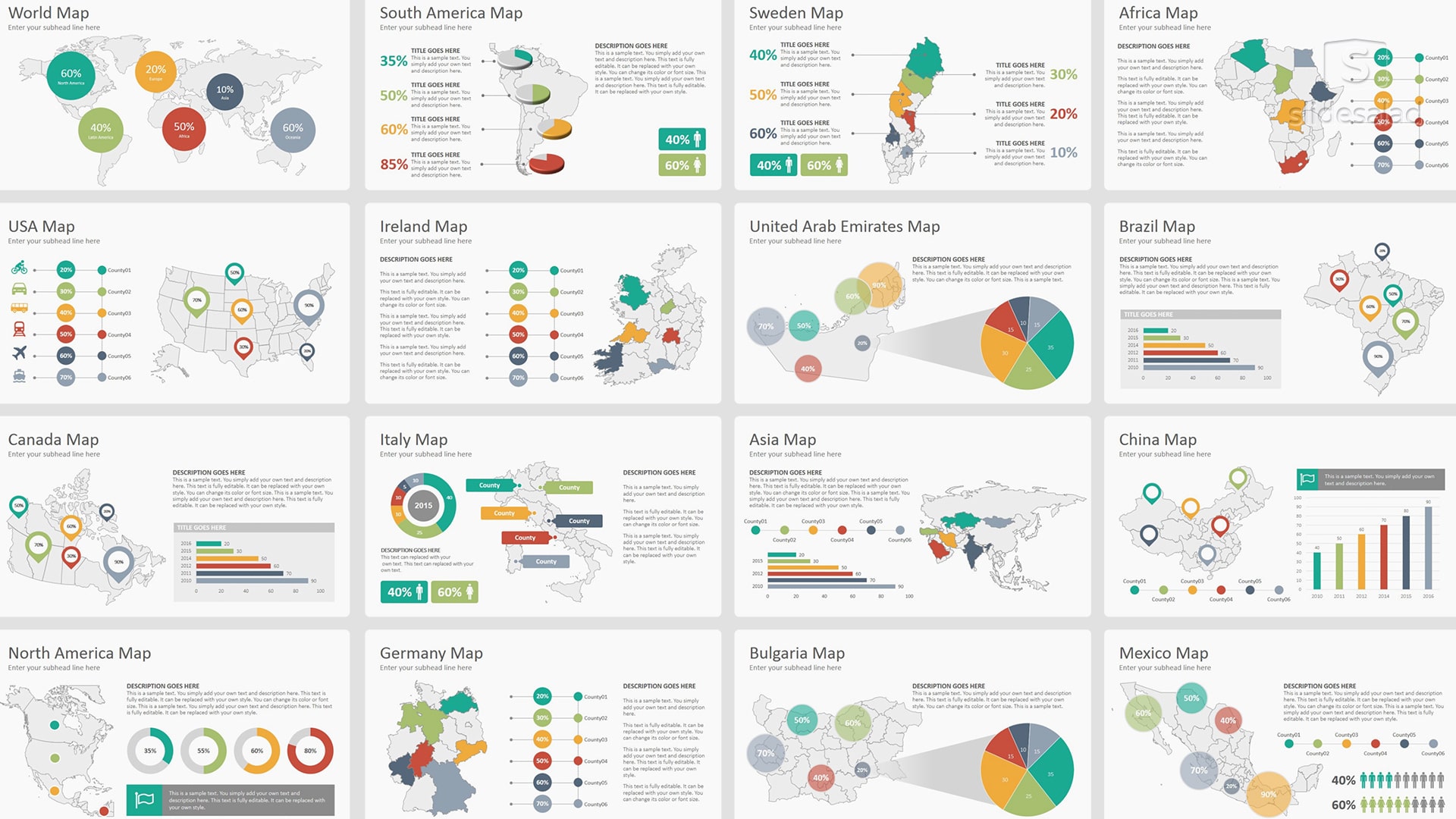 World Maps Infographics PowerPoint Templates Designs
