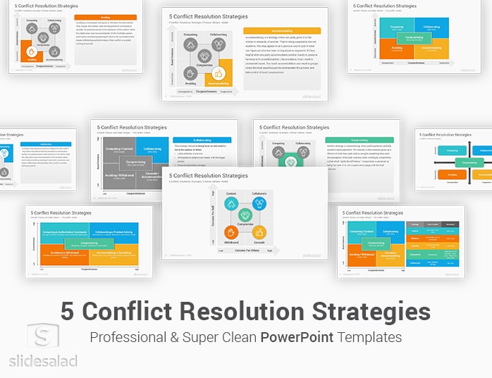 5 Conflict Resolution Strategies PowerPoint Template