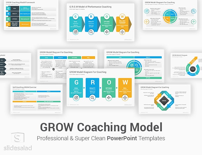 GROW Coaching Model PowerPoint Template Diagrams
