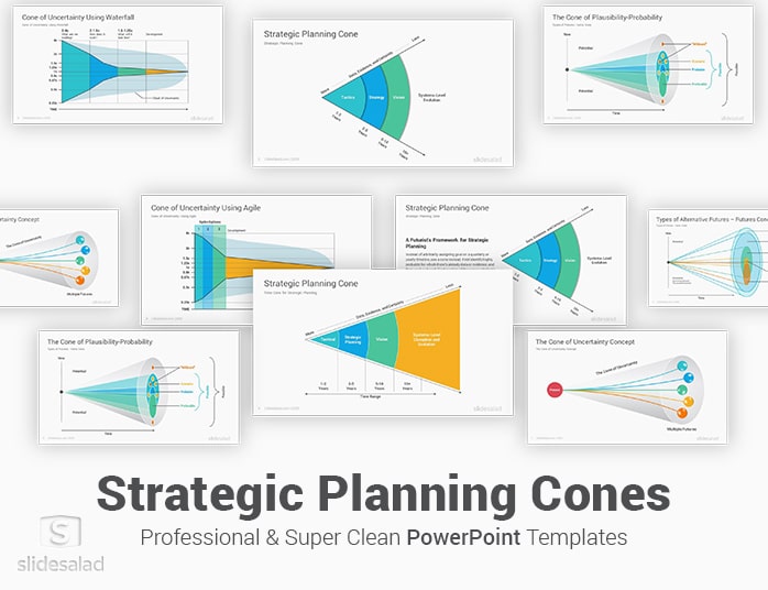 Strategic Planning Cones PowerPoint Template