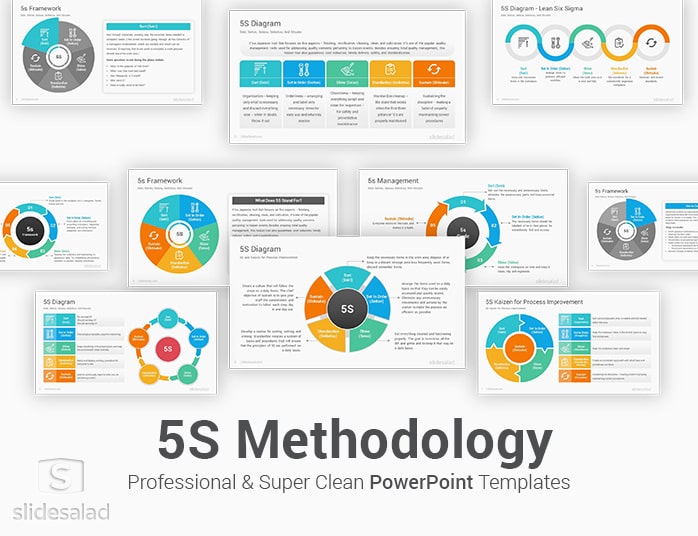 5S Methodology PowerPoint Template Diagrams