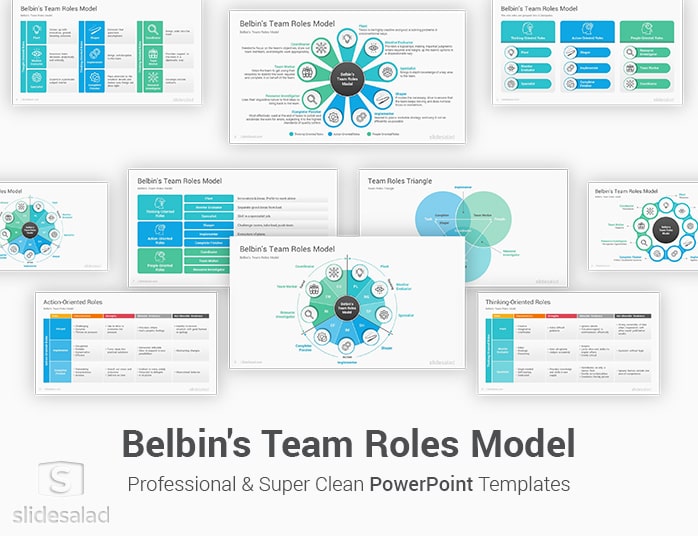 Belbin's Team Roles Model PowerPoint Template Diagrams
