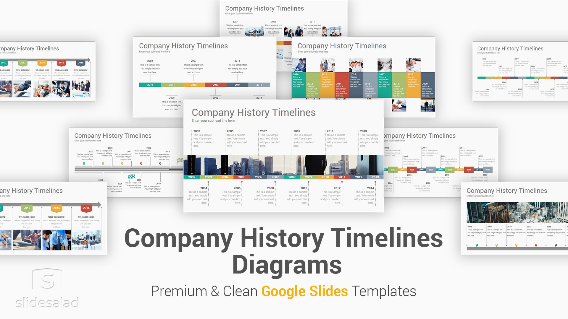 Company History Timelines Diagrams Google Slides Presentation Template – Clean Google Slides Templates