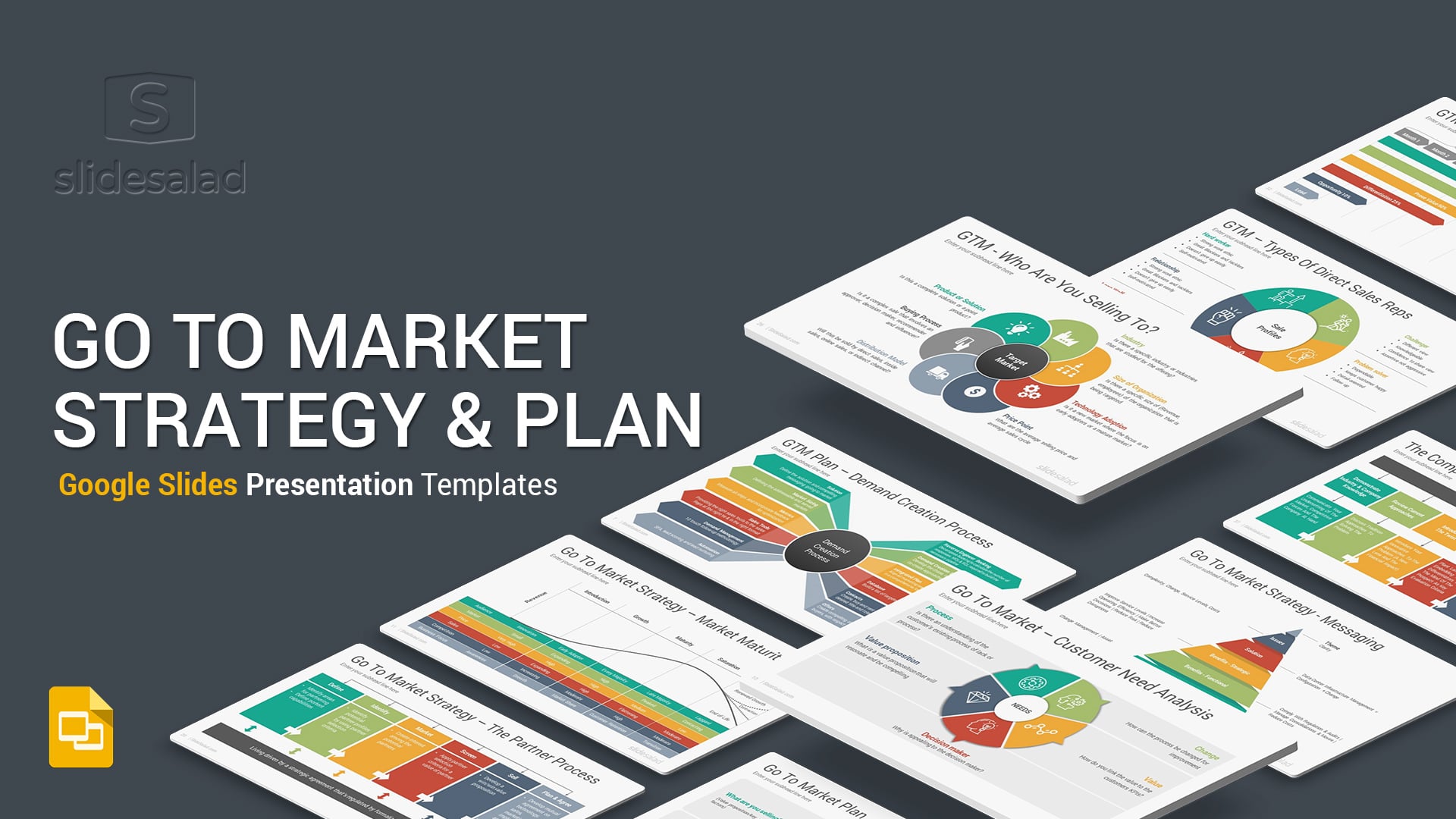 Go To Market Strategy, and Plan Google Slides Templates Diagrams - Classy Google Slides Presentation Template