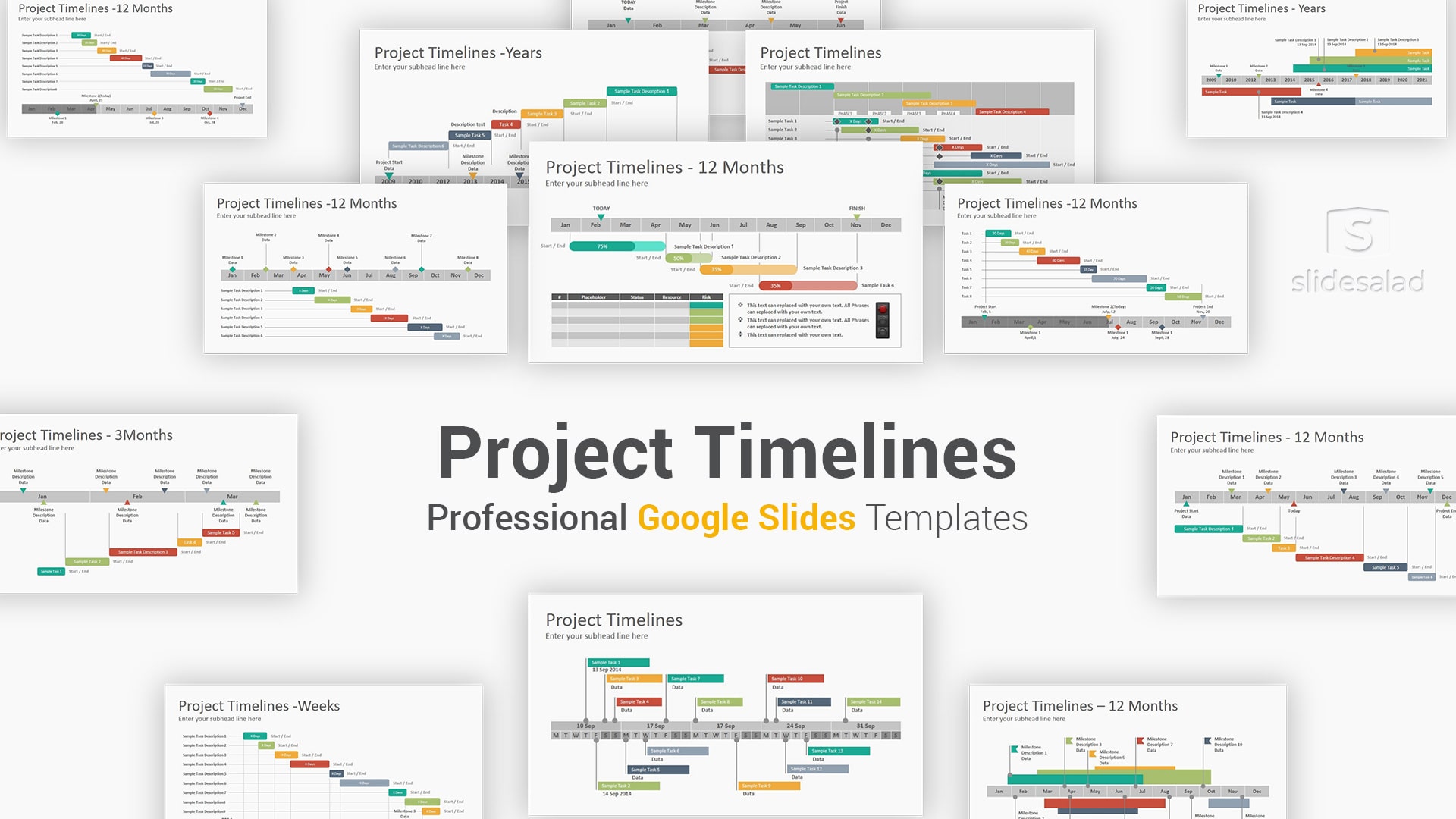 Project Timelines Diagrams Google Slides Presentation Template - Ultimate Google Slides Template