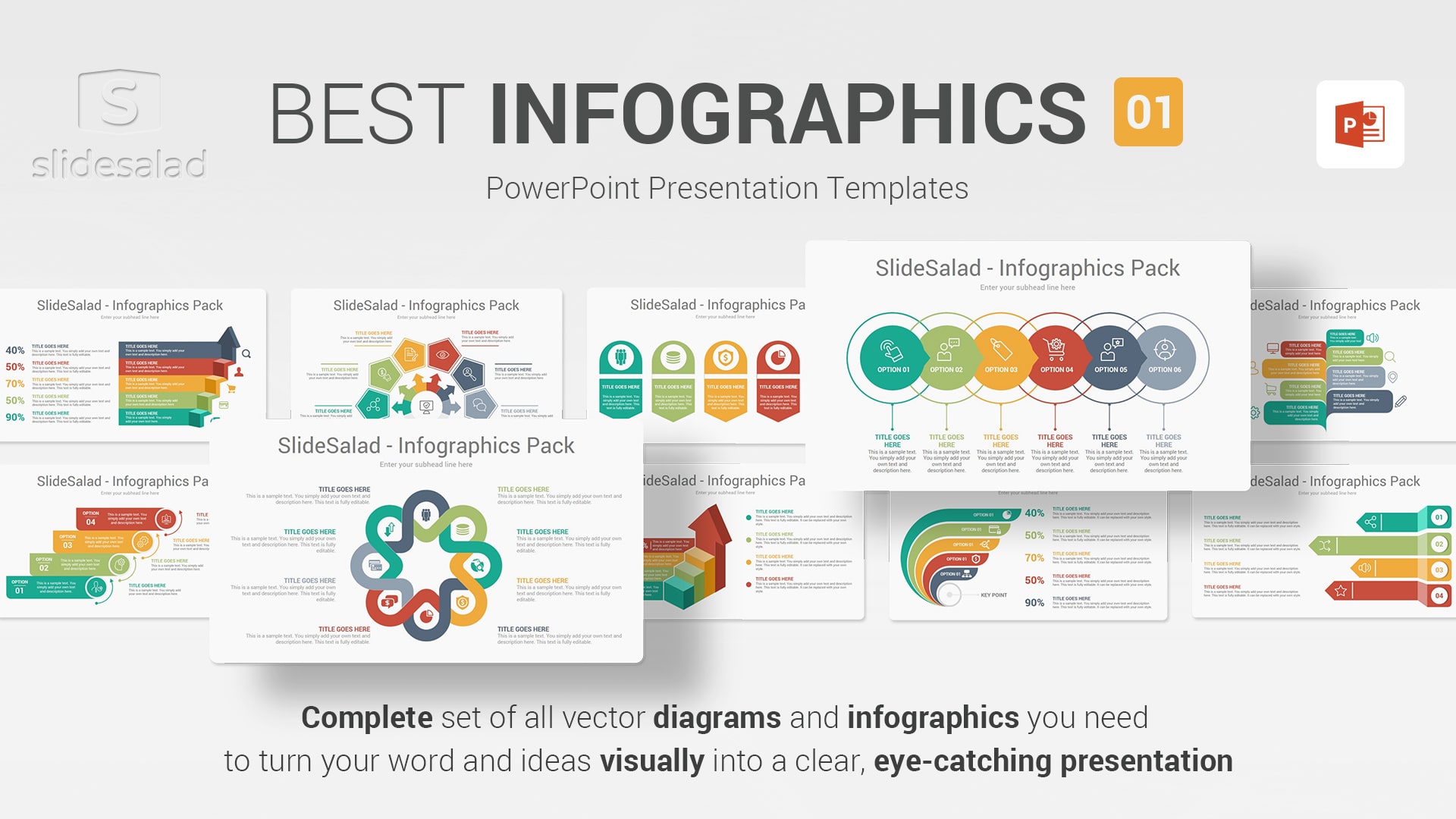 Best Infographics Designs PowerPoint Template Pack 01 - Resizable Infographic Webinar PowerPoint Templates