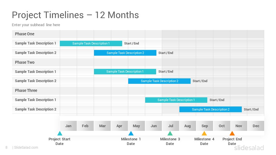 Project Timelines Diagrams PowerPoint Presentation Template