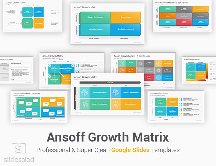 Ansoff Growth Matrix Diagrams Google Slides Template