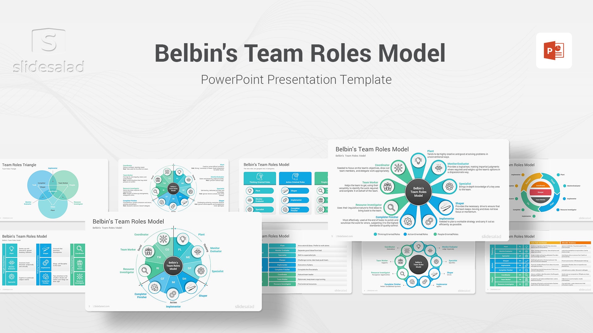 Belbin’s Team Roles Model PowerPoint Template Diagrams – Top Team Development Models PowerPoint Template