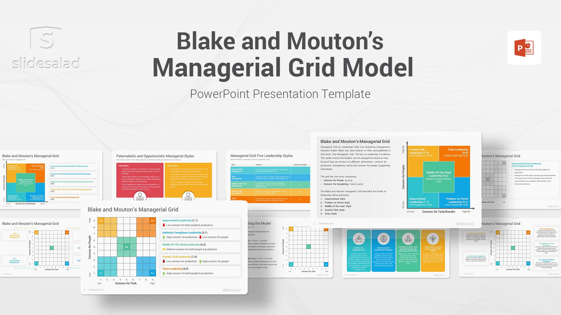 Blake-Mouton Managerial Grid Model PowerPoint Template - Business Leadership PowerPoint Templates for Download