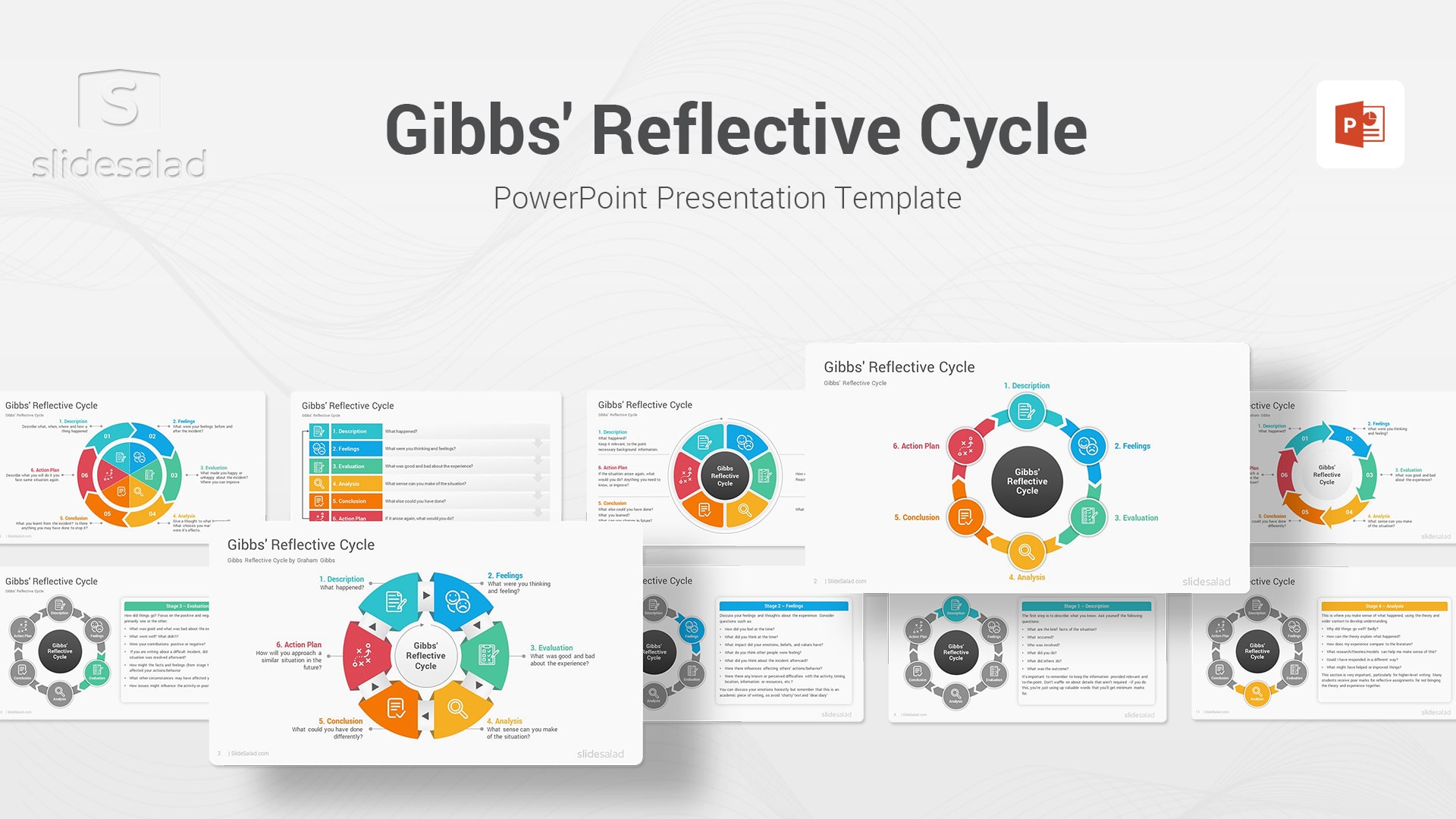 Gibbs Reflective Cycle PowerPoint Template – Colorful Team Management PowerPoint Themes