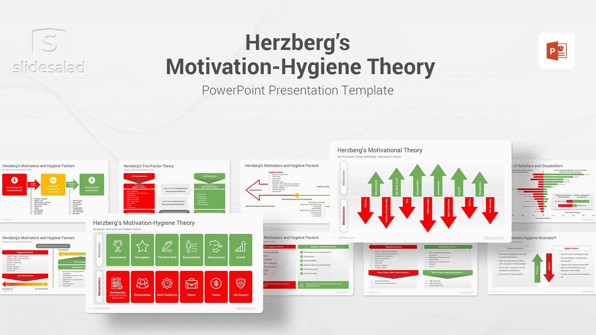 Herzberg’s Motivation-Hygiene Theory PowerPoint Template – Clean Team Management PowerPoint Template Designs