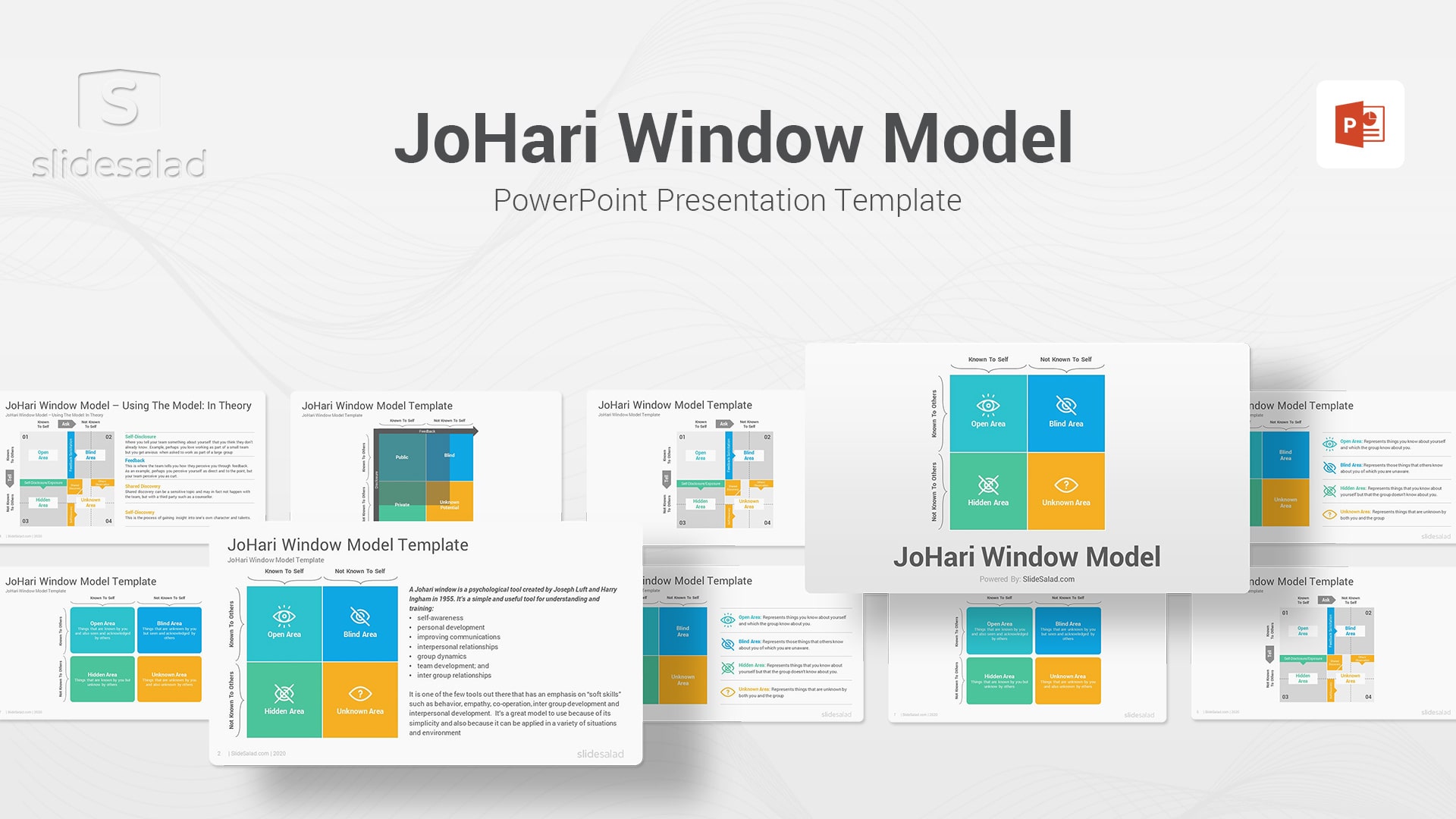 JoHari Window Model PowerPoint Template Diagrams – Minimalist Team Management PowerPoint Themes