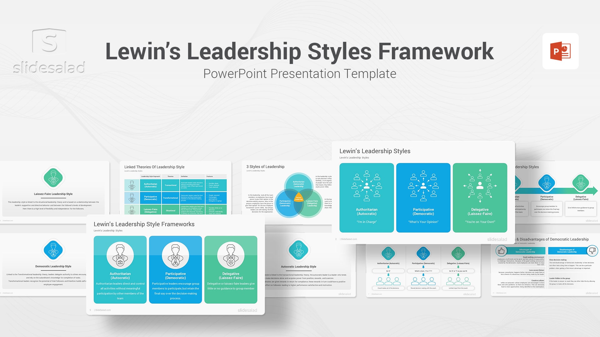 Lewin's Leadership Styles Frameworks PowerPoint Template - Best Leadership PPT Template