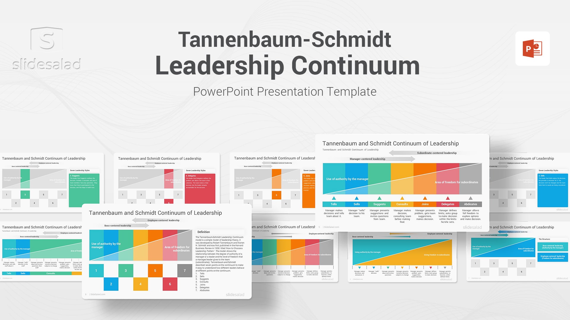Tannenbaum-Schmidt Leadership Continuum Model PowerPoint Template - Best Leadership Models PowerPoint Template