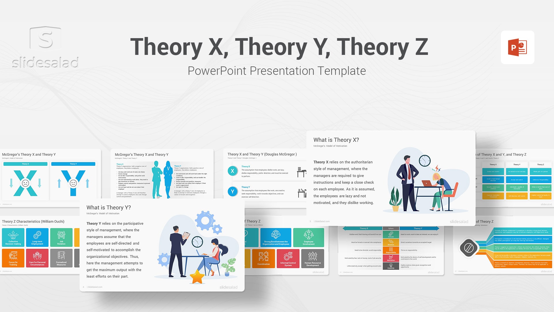Theory X and Theory Y and Theory Z PowerPoint Template - Professional Leadership Training PowerPoint Template