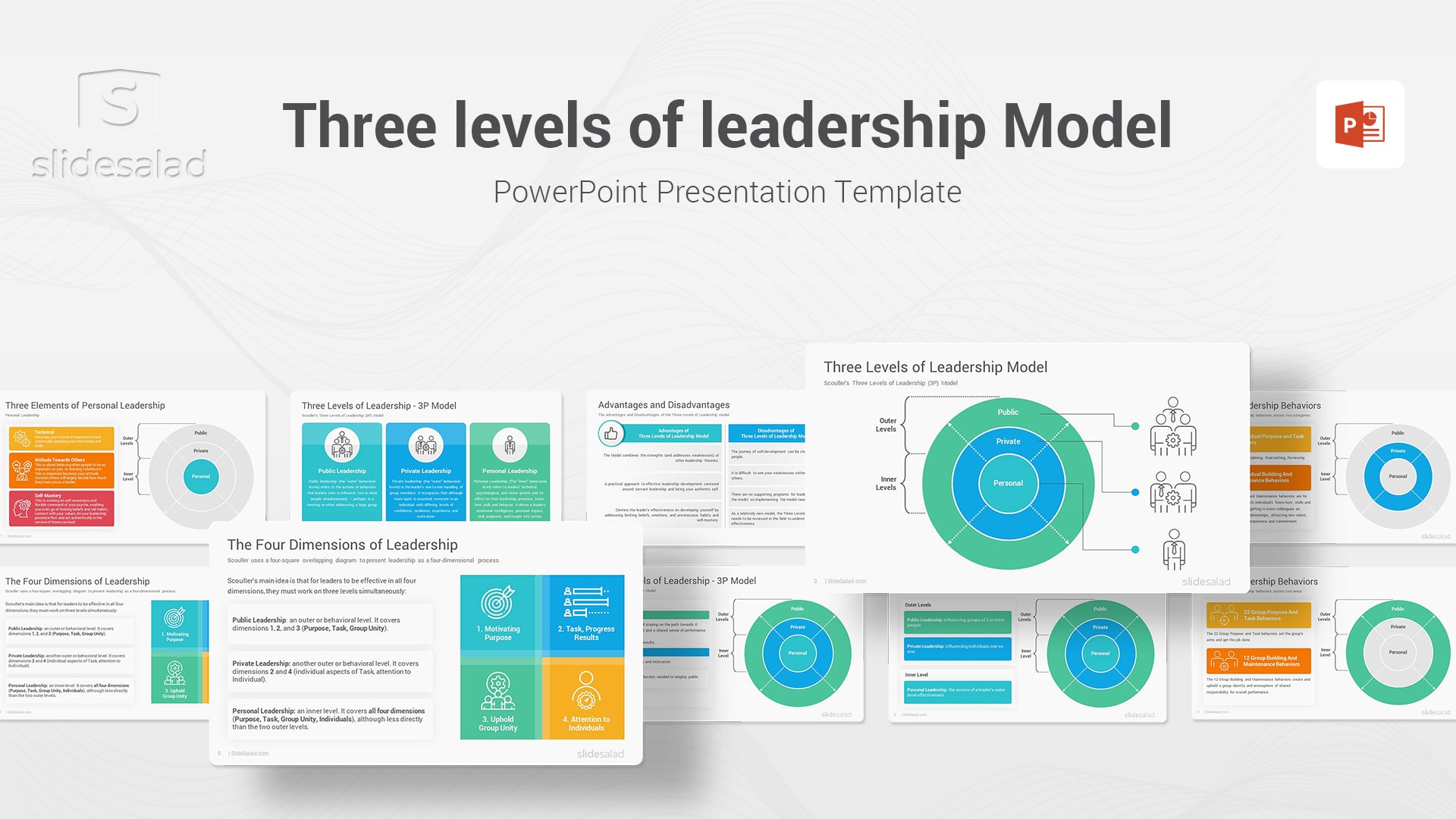 Three levels of leadership Model PowerPoint Template - Stunning Leadership PPT Themes for Leaders