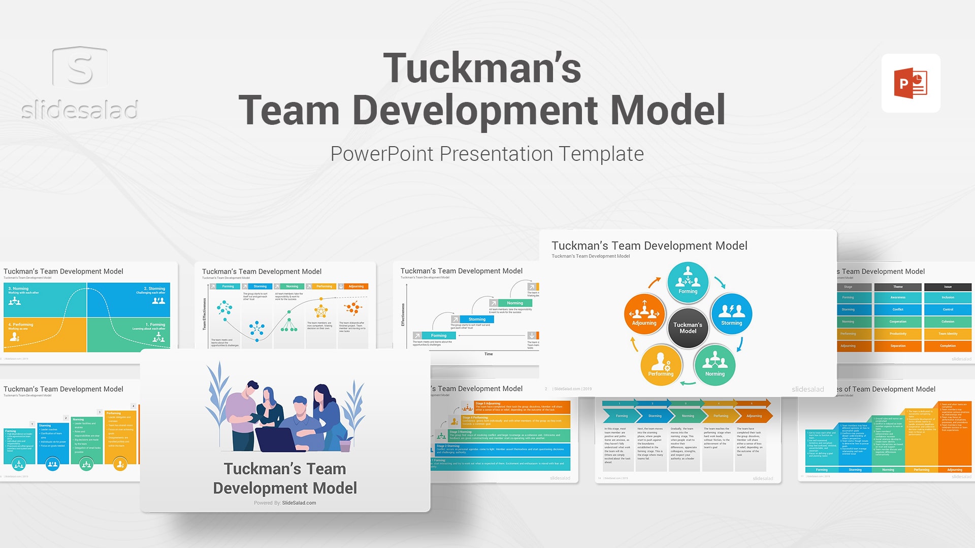 Tuckman’s Team Development Model PowerPoint Template Diagrams – Team Efficiency Improvement PowerPoint Themes