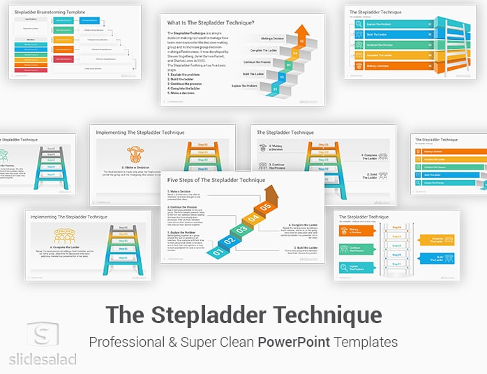 The Stepladder Technique PowerPoint Template Diagrams