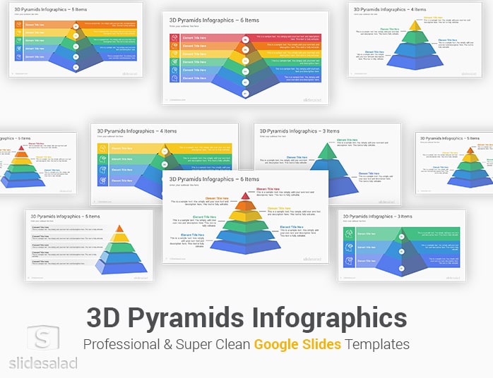 3D Pyramids Infographics Google Slides Presentation Template