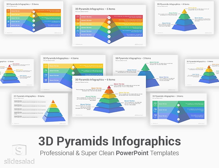 3D Pyramids Infographics PowerPoint Templates Designs
