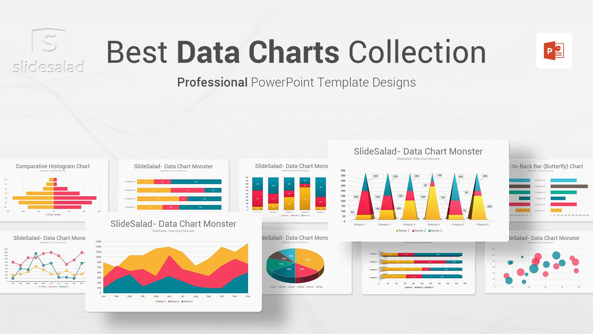 Data Chart Monster PowerPoint Presentation Template - Amazing Data Chart Templates for Sales Presentations