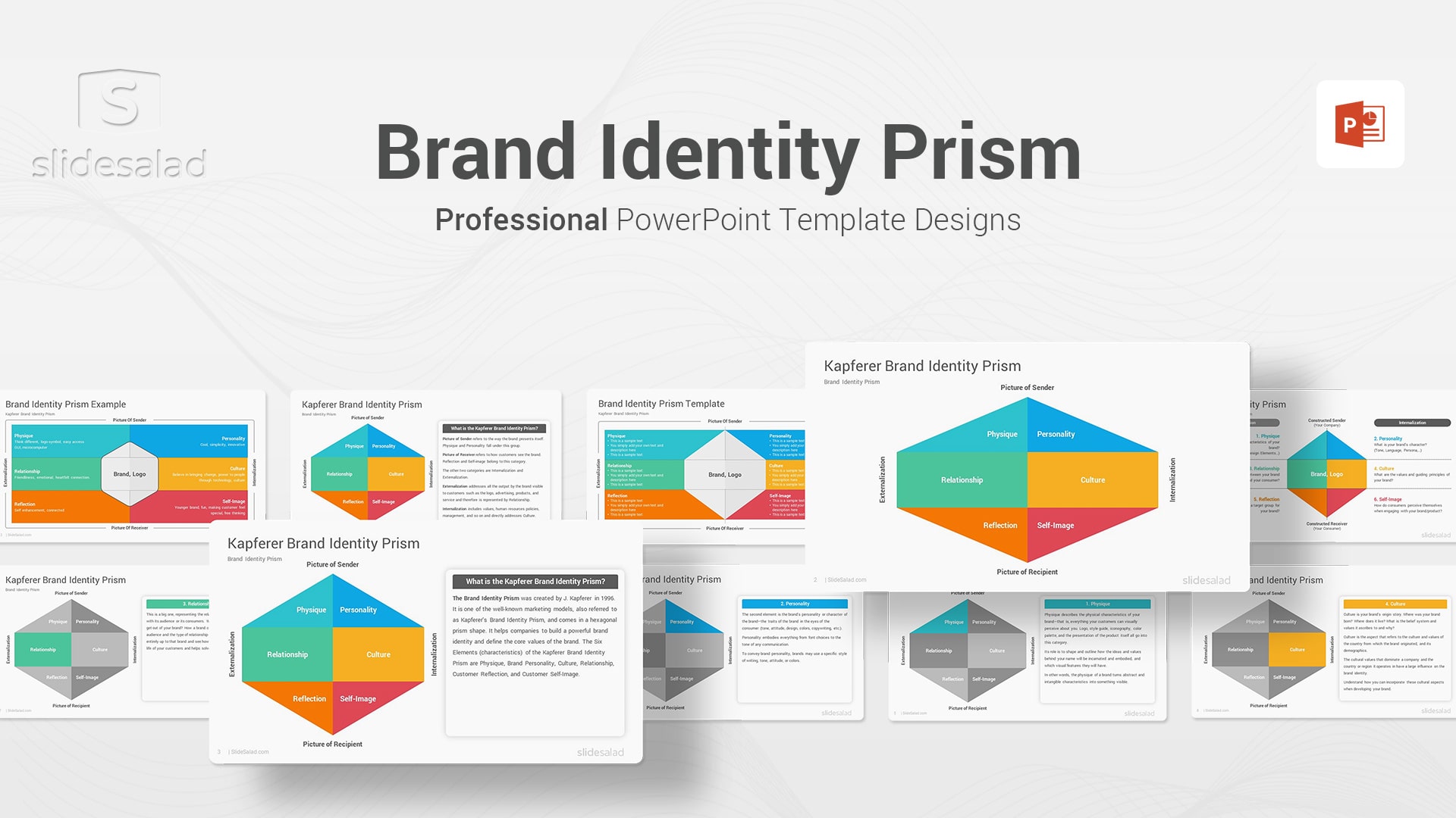 Brand Identity Prism PowerPoint Template Diagrams - Creative Sales Branding for Eye-catching PPT Presentations