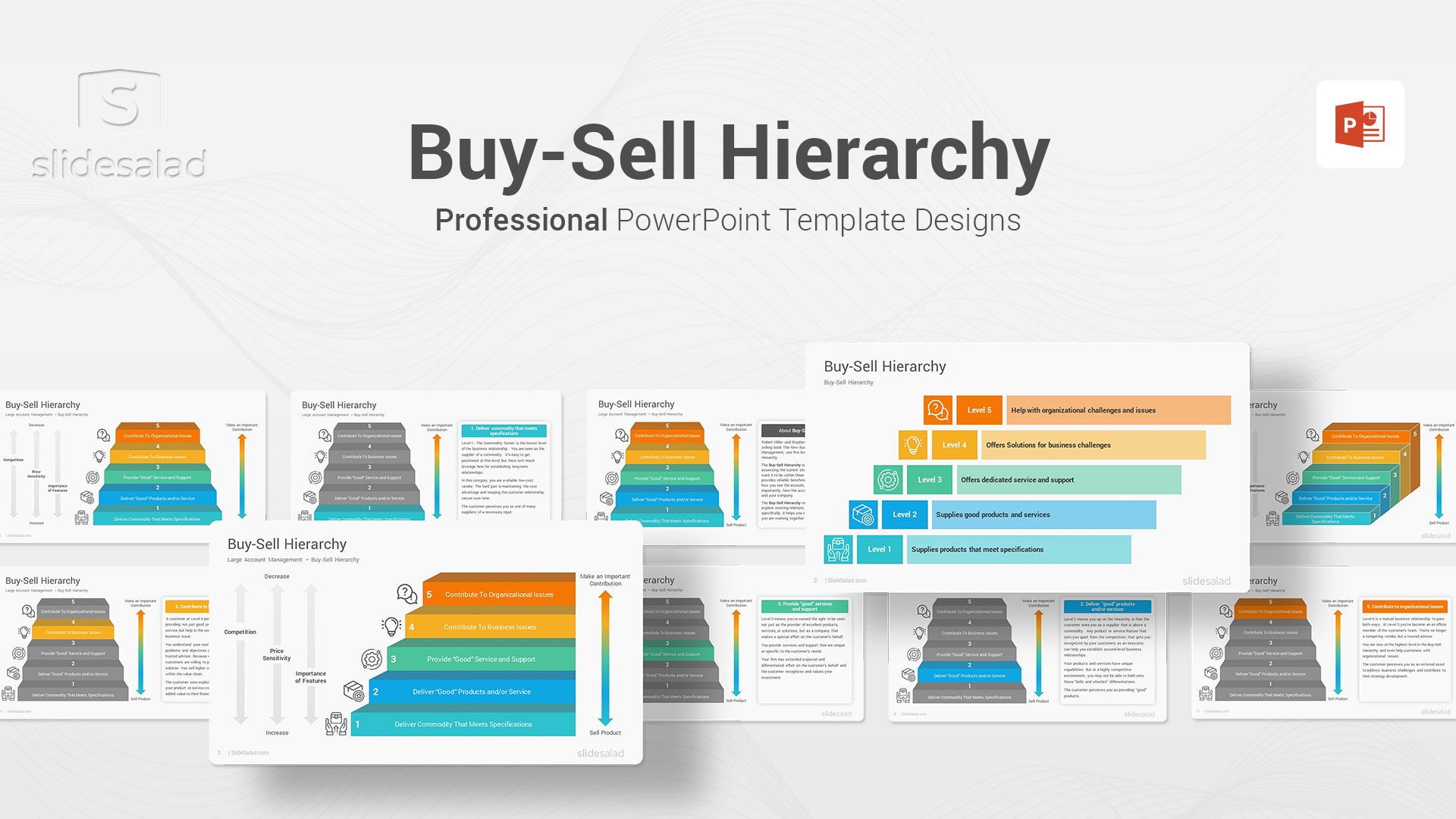 Buy-Sell Hierarchy PowerPoint Template Diagrams - Vibrant PPT Template Designs for Powerful Sales Presentations
