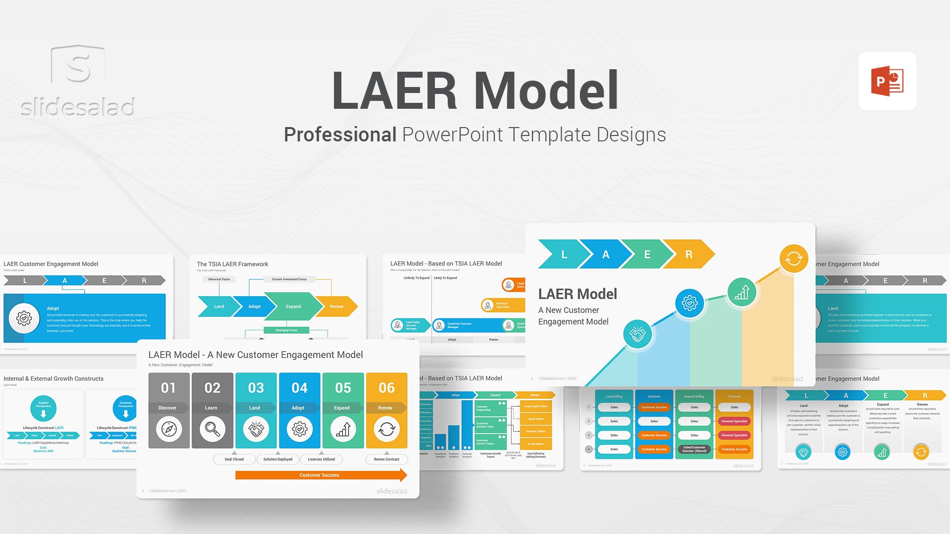 LAER Model PowerPoint Template Diagrams - Premium Customer Journey Sales PPT Layouts and Elements
